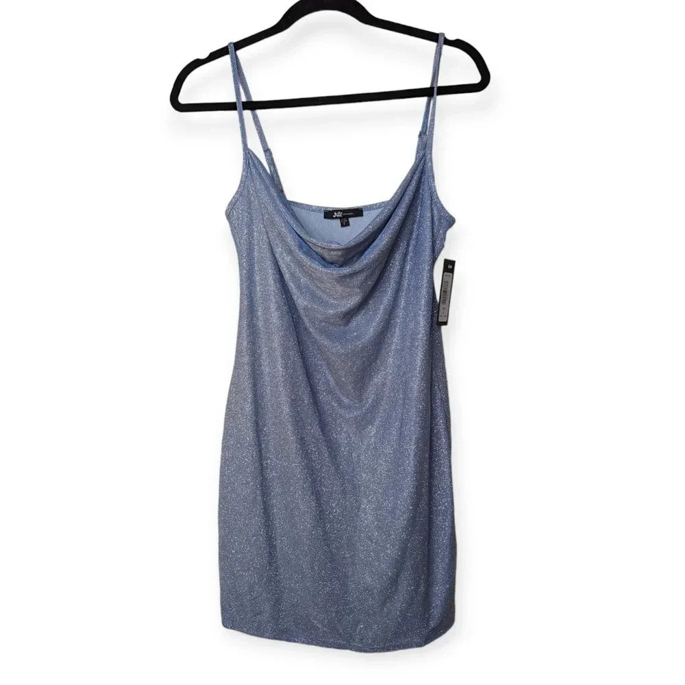 Jump Apparel Mini Dress Light Blue Glitter Club Hoco